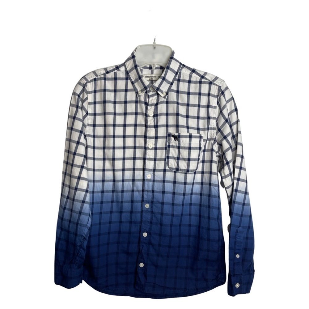 Abercrombie & Fitch Youth 13/14 Royal Blue & Black Block Ombré Long Sleeve Shirt